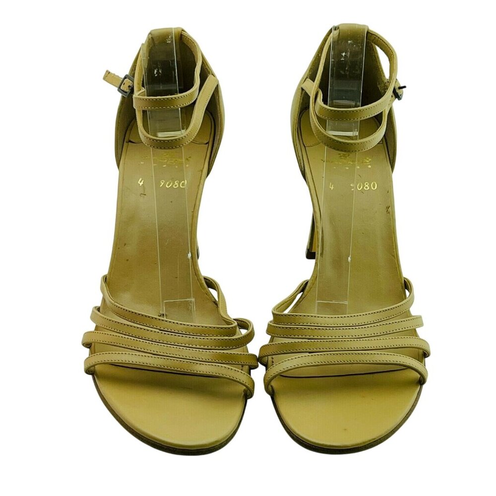Tan Leather Strappy High Heel Sandals Size 6 - Picture 4 of 7